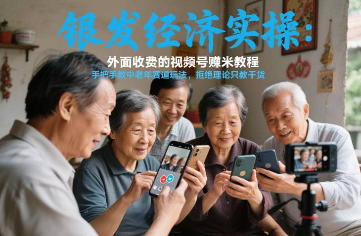 银发经济实操：外面收费的视频号賺米教程，手把手教中老年赛道玩法，拒绝理论只教干货-木叔脚本